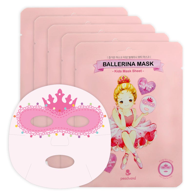peach and Kids Face Mask, Spa Day Kit for Girls, Korean Skincare for Toddler, Birthday, Christmas Gifts for Teens, Sleepover Party, Stocking Stuffers, Pack of 5 - Image 1